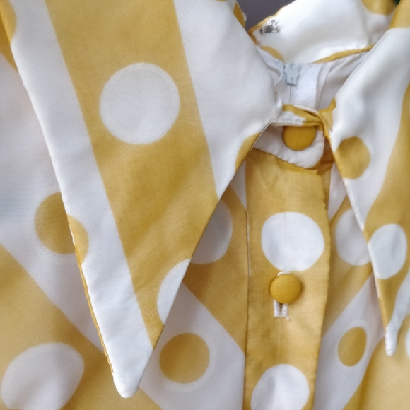 Coco California Vintage 70s Yellow Polka Dot Maxi Dress - Picture 6 of 7